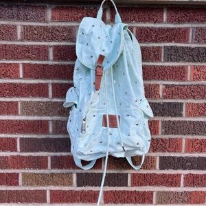 Victoria’s Secret PINK Light Blue and Silver Studded Knapsack Backpack